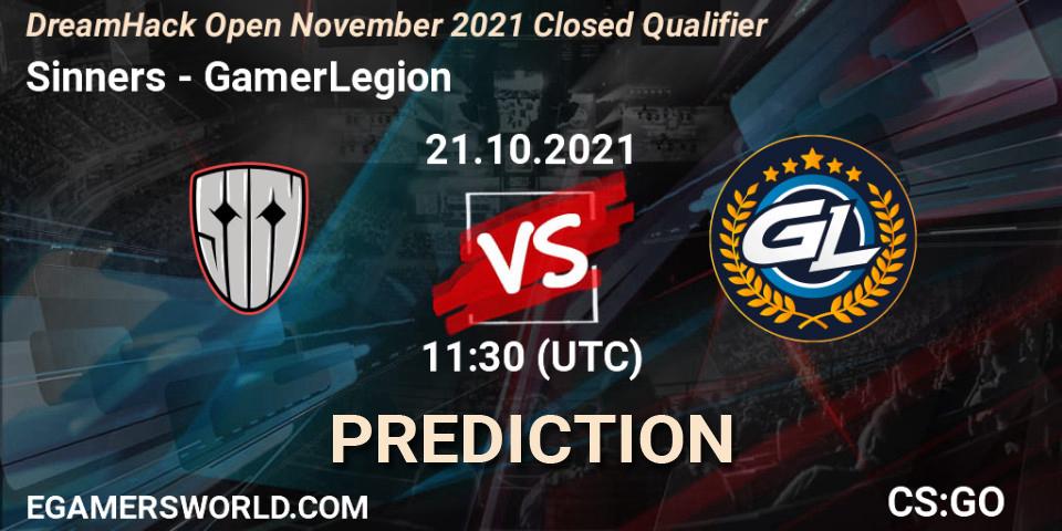 Pronósticos Sinners - GamerLegion. 21.10.2021 at 11:30. DreamHack Open November 2021 Closed Qualifier - Counter-Strike (CS2)