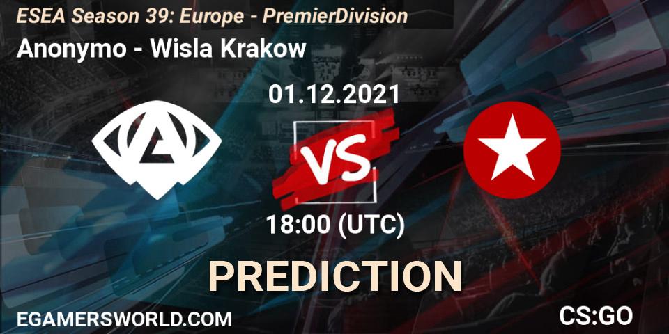 Pronósticos Anonymo - Wisla Krakow. 07.12.2021 at 15:05. ESEA Season 39: Europe - Premier Division - Counter-Strike (CS2)