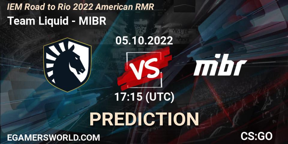 Pronósticos Team Liquid - MIBR. 05.10.22. IEM Road to Rio 2022 American RMR - CS2 (CS:GO)