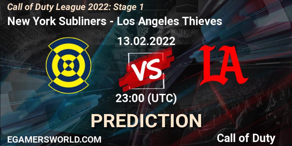 Pronósticos New York Subliners - Los Angeles Thieves. 12.02.22. Call of Duty League 2022: Stage 1 - Call of Duty