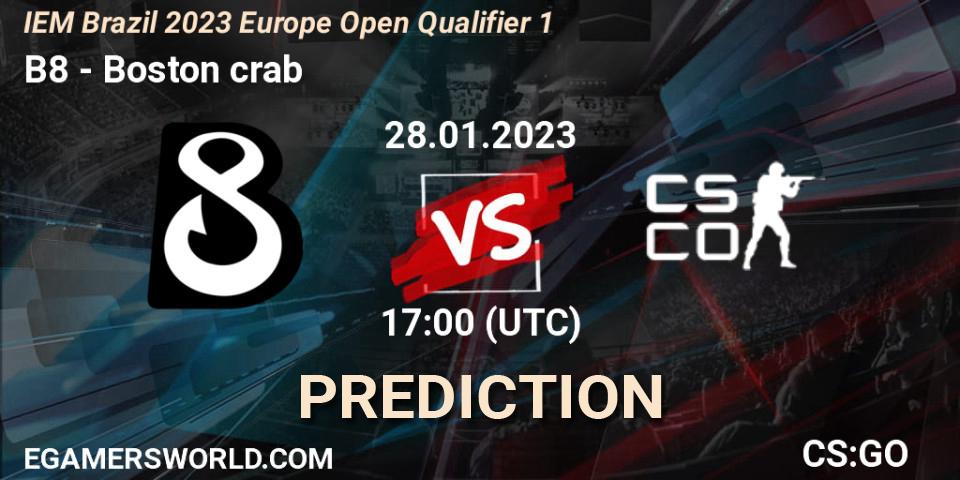 Pronósticos B8 - Boston crab. 28.01.23. IEM Brazil Rio 2023 Europe Open Qualifier 1 - CS2 (CS:GO)