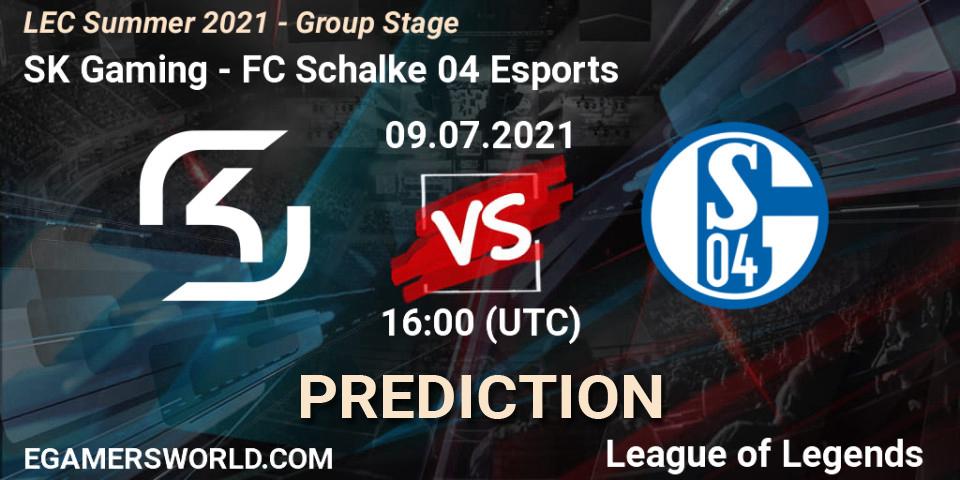 Pronósticos SK Gaming - FC Schalke 04 Esports. 18.06.2021 at 16:00. LEC Summer 2021 - Group Stage - LoL