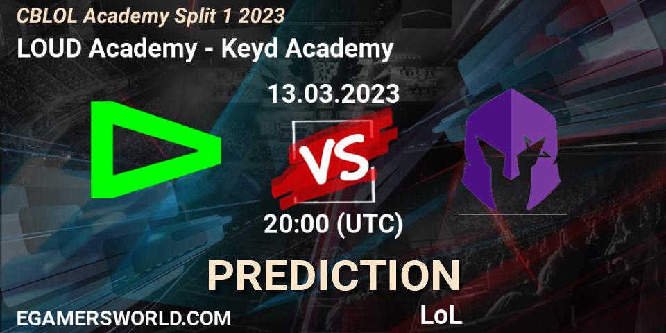 Pronósticos LOUD Academy - Keyd Academy. 13.03.2023 at 20:00. CBLOL Academy Split 1 2023 - LoL