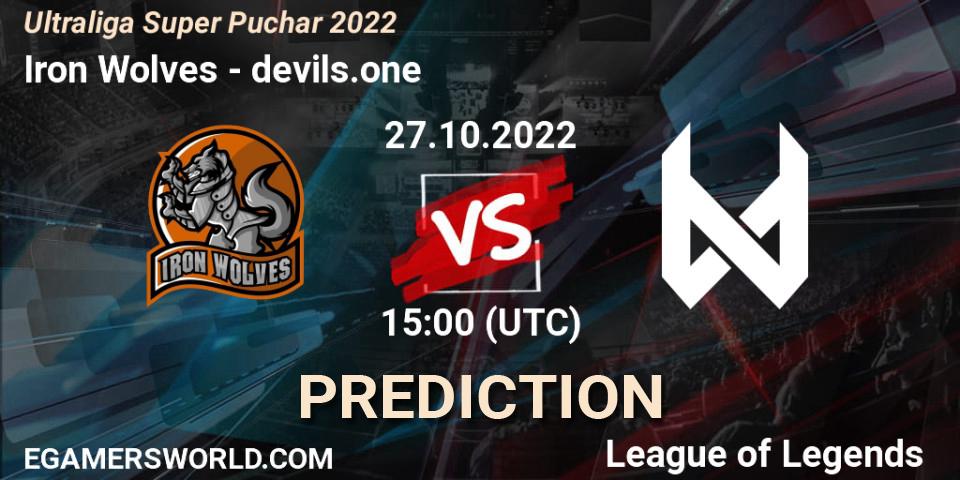 Pronósticos Iron Wolves - devils.one. 27.10.2022 at 15:00. Ultraliga Super Puchar 2022 - LoL