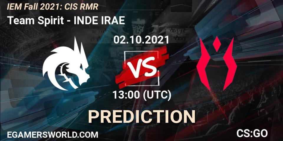 Pronósticos Team Spirit - INDE IRAE. 02.10.2021 at 13:00. IEM Fall 2021: CIS RMR - Counter-Strike (CS2)