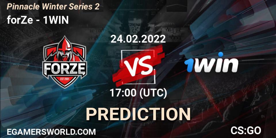 Pronósticos forZe - 1WIN. 24.02.2022 at 17:00. Pinnacle Winter Series 2 - Counter-Strike (CS2)