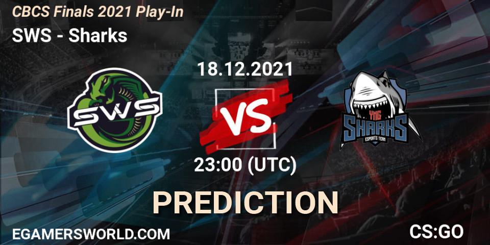 Pronósticos SWS - Sharks. 18.12.2021 at 22:30. CBCS Finals 2021 Play-In - Counter-Strike (CS2)