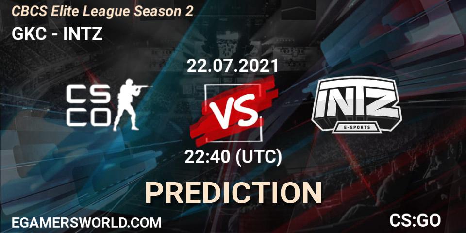 Pronósticos GKC - INTZ. 22.07.2021 at 22:40. CBCS Elite League Season 2 - Counter-Strike (CS2)