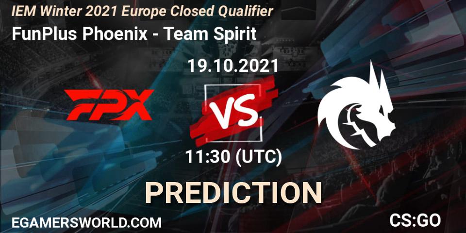 Pronósticos FunPlus Phoenix - Team Spirit. 19.10.2021 at 11:30. IEM Winter 2021 Europe Closed Qualifier - Counter-Strike (CS2)
