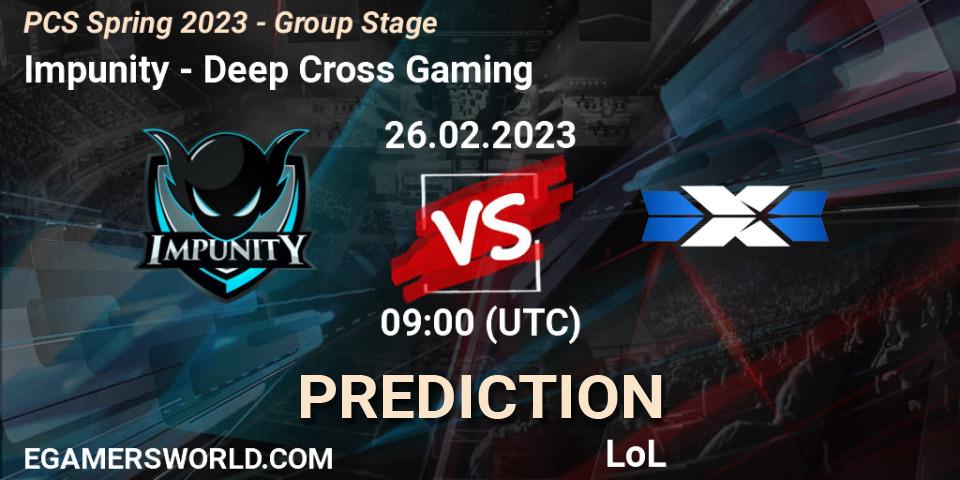 Pronósticos Impunity - Deep Cross Gaming. 05.02.23. PCS Spring 2023 - Group Stage - LoL