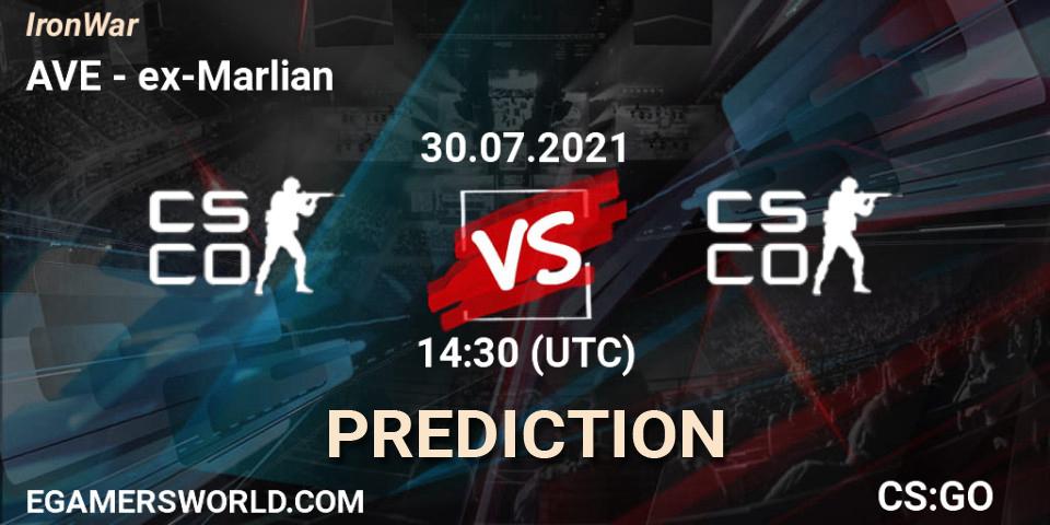 Pronósticos AVE - ex-Marlian. 30.07.2021 at 14:40. IronWar - Counter-Strike (CS2)