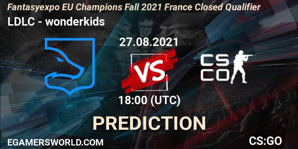 Pronósticos LDLC - wonderkids. 27.08.2021 at 18:00. Fantasyexpo EU Champions Fall 2021 France Closed Qualifier - Counter-Strike (CS2)