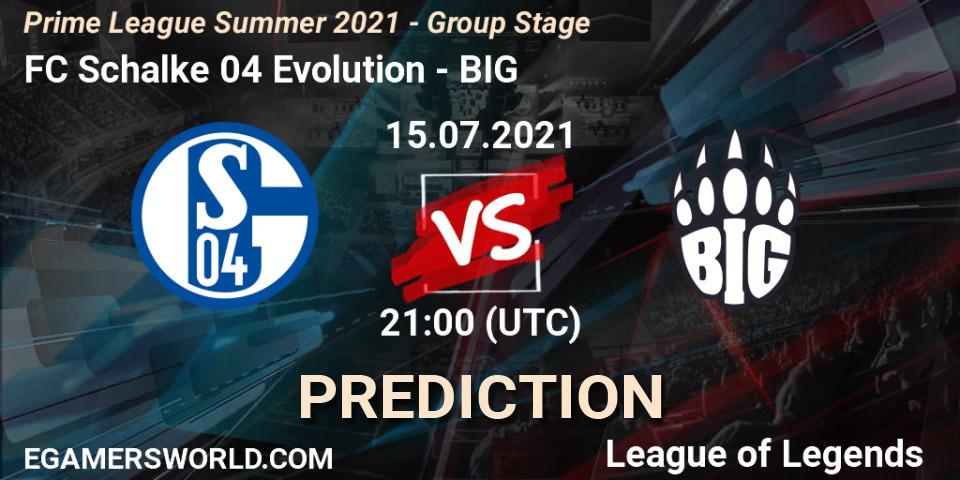 Pronósticos FC Schalke 04 Evolution - BIG. 15.07.21. Prime League Summer 2021 - Group Stage - LoL