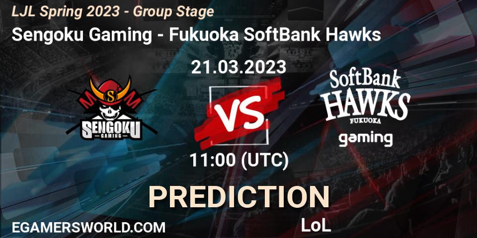 Pronósticos Sengoku Gaming - Fukuoka SoftBank Hawks. 21.03.2023 at 11:00. LJL Spring 2023 - Group Stage - LoL