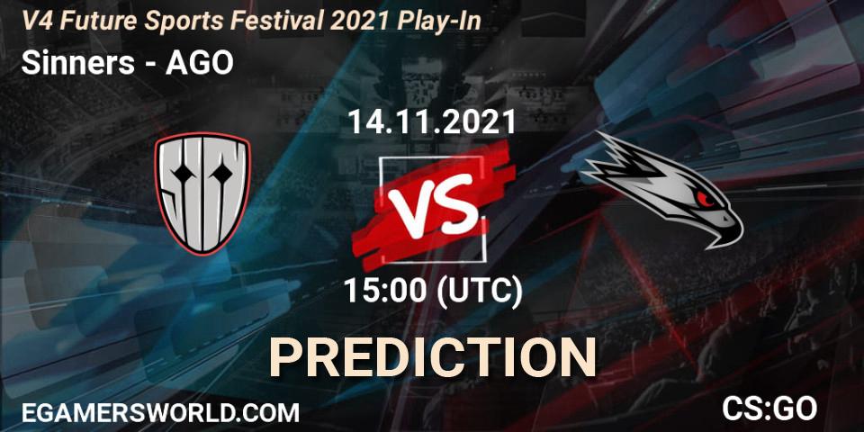 Pronósticos Sinners - AGO. 14.11.2021 at 16:45. V4 Future Sports Festival 2021 Play-In - Counter-Strike (CS2)