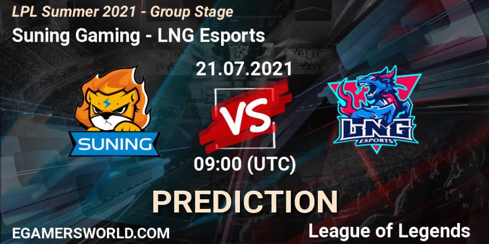 Pronósticos Suning Gaming - LNG Esports. 21.07.21. LPL Summer 2021 - Group Stage - LoL