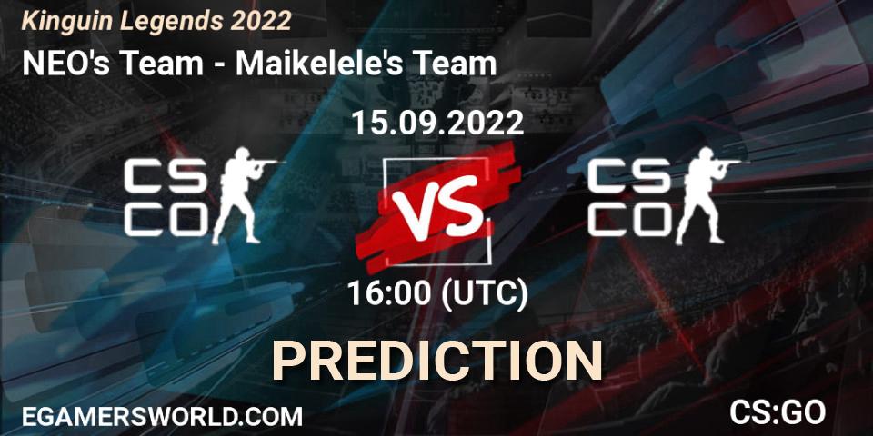 Pronósticos Team NEO - Team Maikelele. 15.09.2022 at 15:00. Kinguin Legends 2022 - Counter-Strike (CS2)
