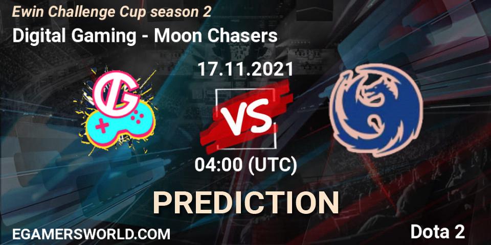 Pronósticos Digital Gaming - Moon Chasers. 17.11.2021 at 04:12. Ewin Challenge Cup season 2 - Dota 2