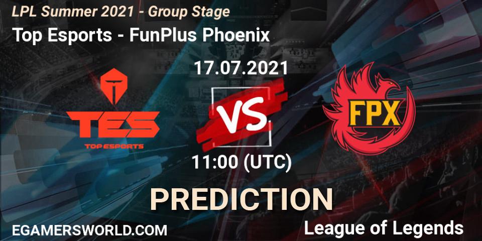 Pronósticos Top Esports - FunPlus Phoenix. 17.07.2021 at 12:45. LPL Summer 2021 - Group Stage - LoL