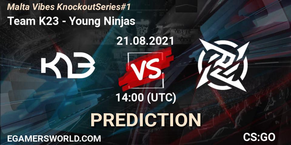 Pronósticos Team K23 - Young Ninjas. 21.08.2021 at 14:00. Malta Vibes Knockout Series #1 - Counter-Strike (CS2)