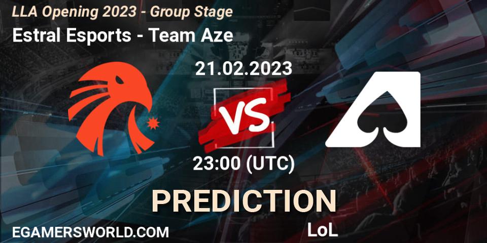 Pronósticos Estral Esports - Team Aze. 22.02.2023 at 00:45. LLA Opening 2023 - Group Stage - LoL