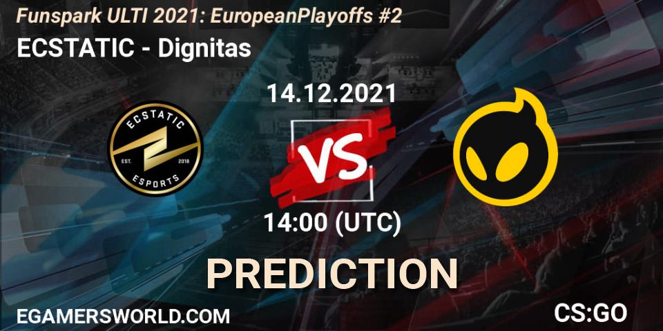 Pronósticos ECSTATIC - Dignitas. 14.12.2021 at 14:40. Funspark ULTI 2021: European Playoffs #2 - Counter-Strike (CS2)