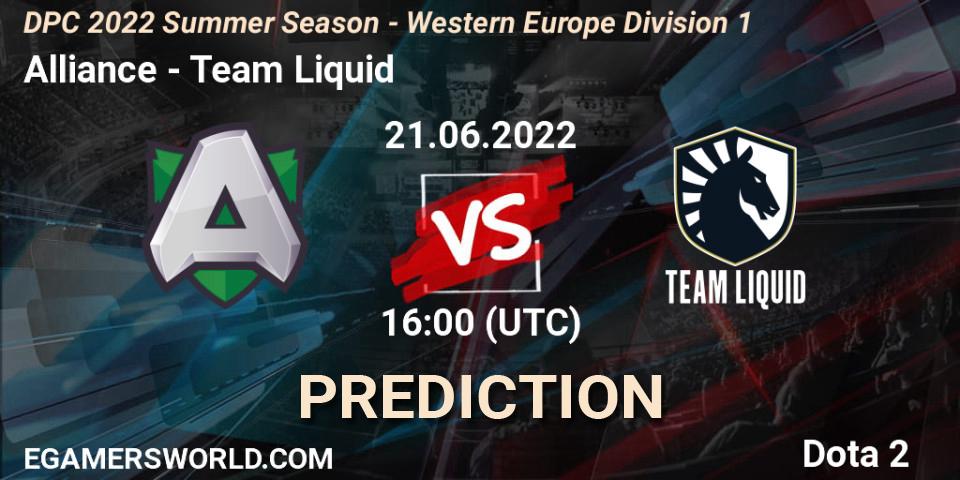 Pronósticos Alliance - Team Liquid. 21.06.22. DPC WEU 2021/2022 Tour 3: Division I - Dota 2