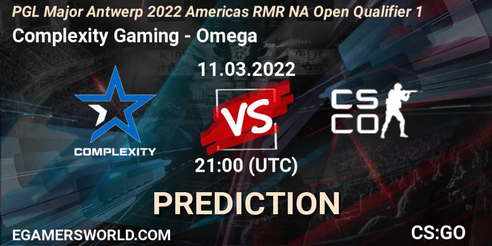Pronósticos Complexity Gaming - Omega. 11.03.2022 at 21:05. PGL Major Antwerp 2022 Americas RMR NA Open Qualifier 1 - Counter-Strike (CS2)
