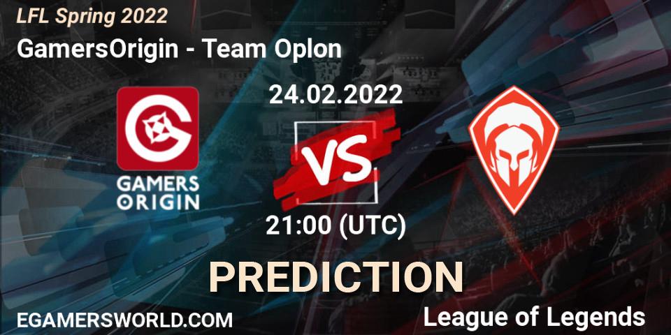 Pronósticos GamersOrigin - Team Oplon. 24.02.2022 at 21:00. LFL Spring 2022 - LoL