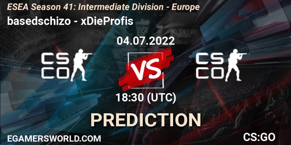Pronósticos basedschizo - SPARX ESPORTS. 04.07.2022 at 18:00. ESEA Season 41: Intermediate Division - Europe - Counter-Strike (CS2)