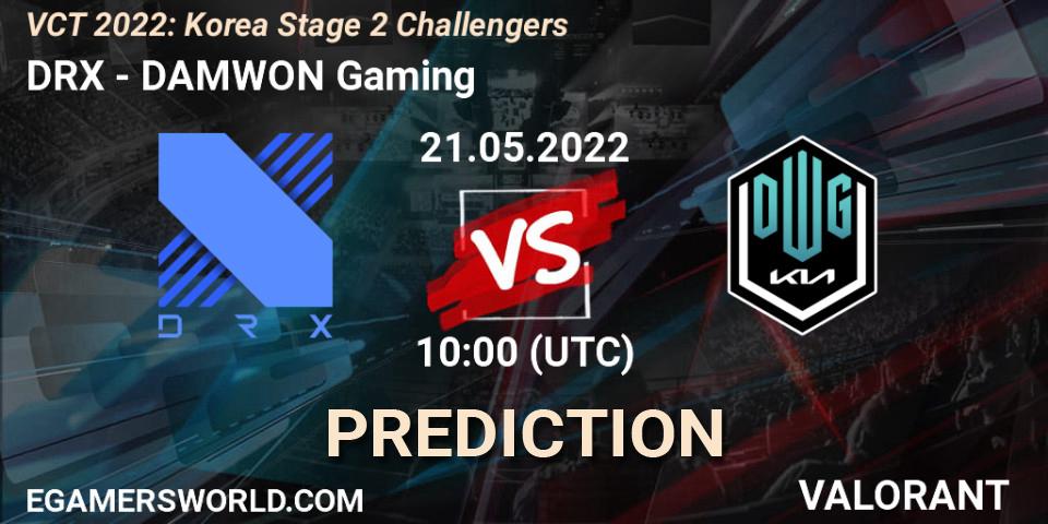 Pronósticos DRX - DAMWON Gaming. 21.05.2022 at 10:00. VCT 2022: Korea Stage 2 Challengers - VALORANT