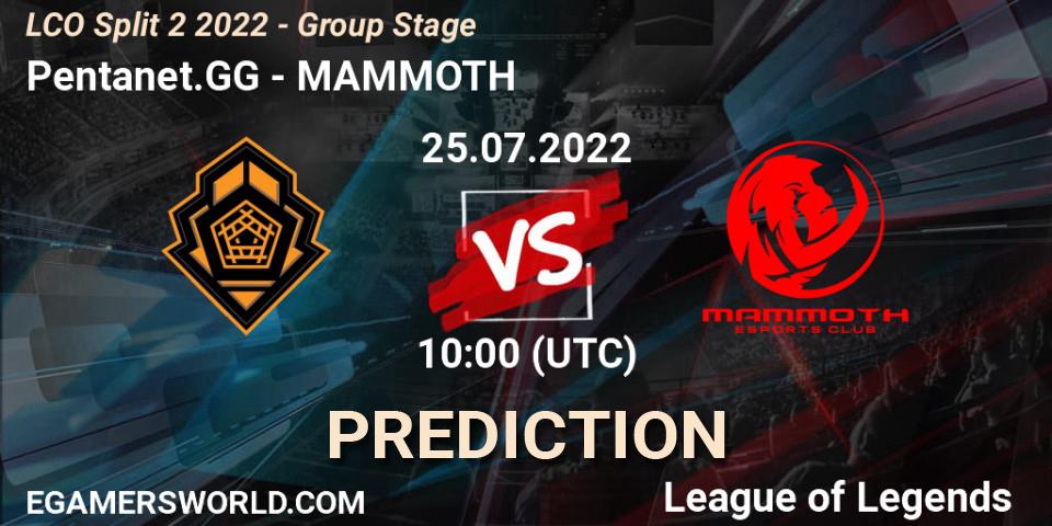 Pronósticos Pentanet.GG - MAMMOTH. 25.07.22. LCO Split 2 2022 - Group Stage - LoL