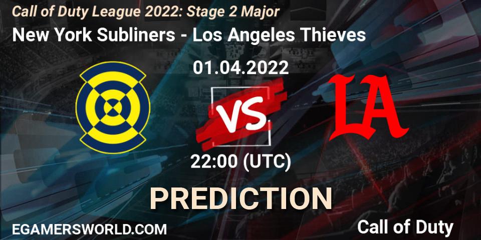 Pronósticos New York Subliners - Los Angeles Thieves. 01.04.22. Call of Duty League 2022: Stage 2 Major - Call of Duty