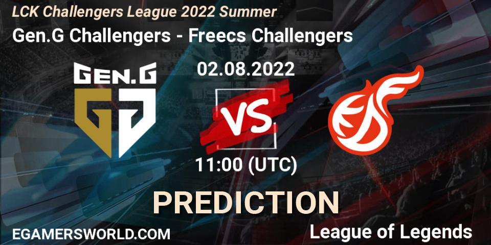 Pronósticos Gen.G Challengers - Freecs Challengers. 02.08.2022 at 11:00. LCK Challengers League 2022 Summer - LoL