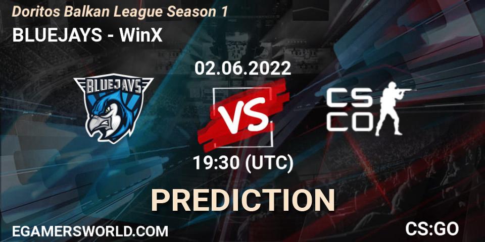 Pronósticos BLUEJAYS - WinX. 02.06.2022 at 19:30. Doritos Balkan League Season 1 - Counter-Strike (CS2)