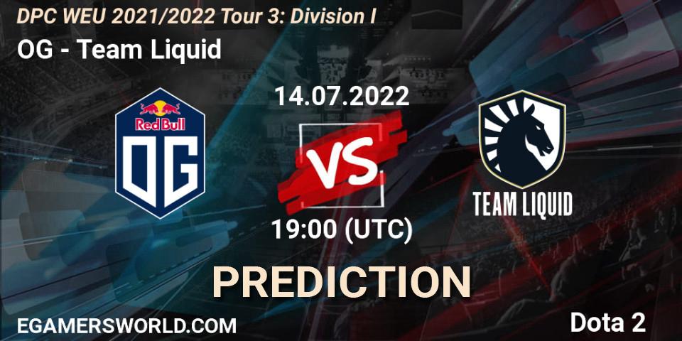 Pronósticos OG - Team Liquid. 14.07.2022 at 20:35. DPC WEU 2021/2022 Tour 3: Division I - Dota 2