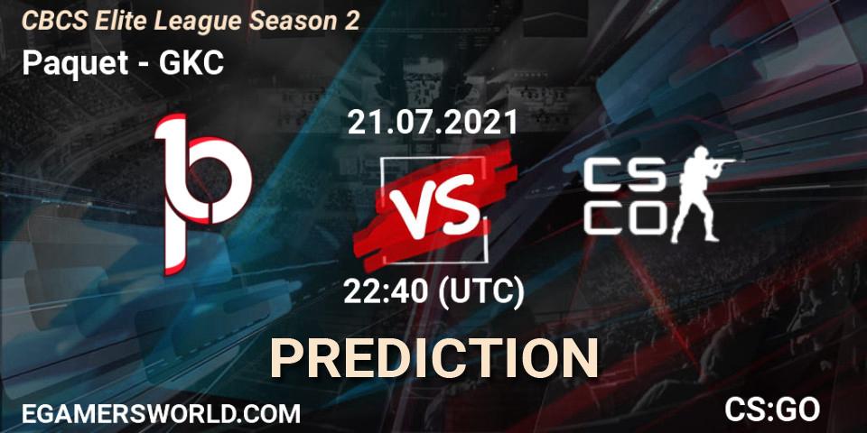 Pronósticos Paquetá - GKC. 21.07.2021 at 22:40. CBCS Elite League Season 2 - Counter-Strike (CS2)