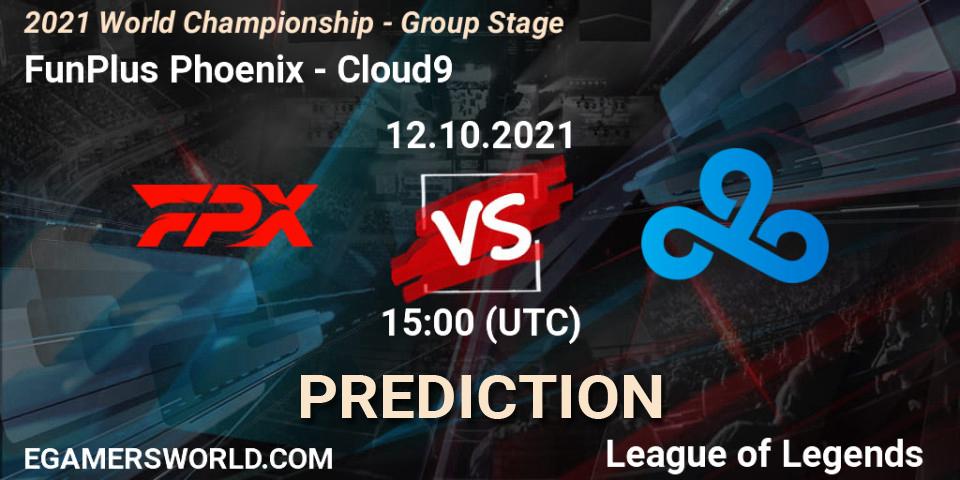Pronósticos FunPlus Phoenix - Cloud9. 12.10.2021 at 16:00. 2021 World Championship - Group Stage - LoL
