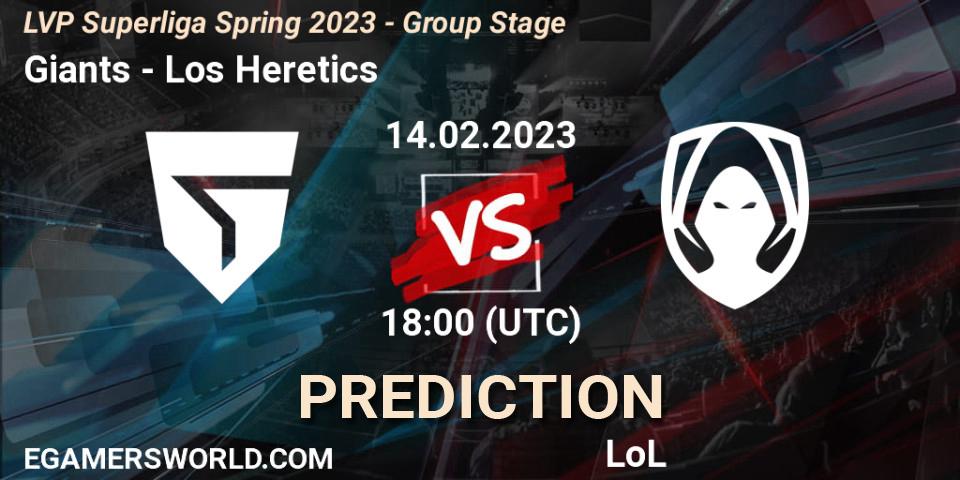 Pronósticos Giants - Los Heretics. 14.02.2023 at 20:00. LVP Superliga Spring 2023 - Group Stage - LoL