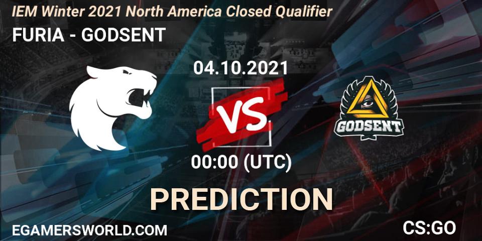 Pronósticos FURIA - GODSENT. 04.10.2021 at 00:00. IEM Winter 2021 North America Closed Qualifier - Counter-Strike (CS2)