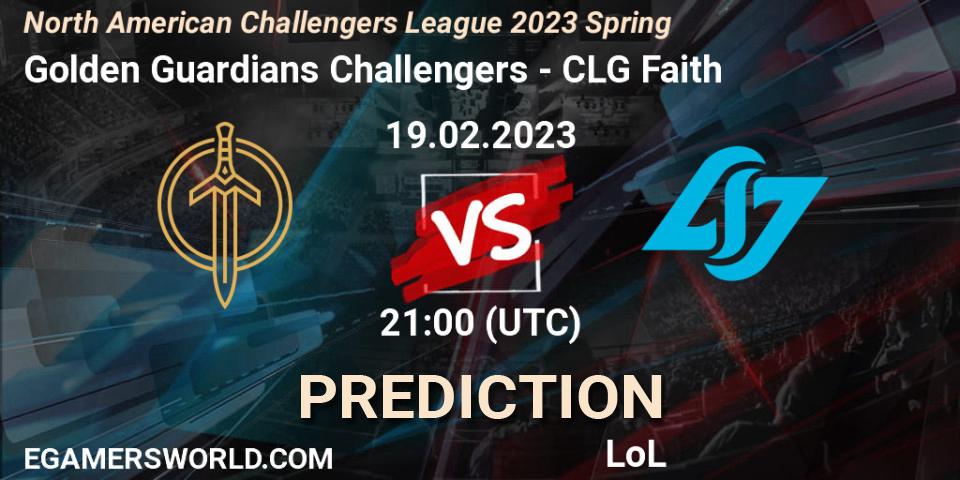Pronósticos Golden Guardians Challengers - CLG Faith. 19.02.23. NACL 2023 Spring - Group Stage - LoL