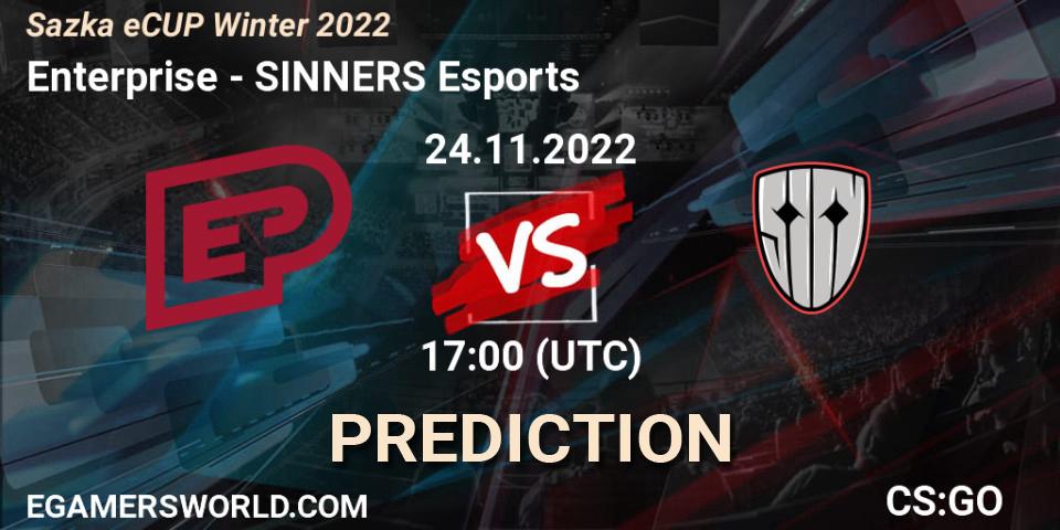 Pronósticos Enterprise - SINNERS Esports. 24.11.2022 at 17:00. Sazka eCUP Winter 2022 - Counter-Strike (CS2)