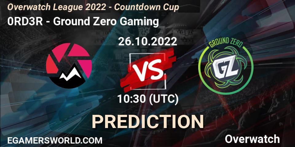 Pronósticos 0RD3R - Ground Zero Gaming. 26.10.22. Overwatch Contenders 2022 Shimada Showdown - Australia/New Zealand - October - Overwatch