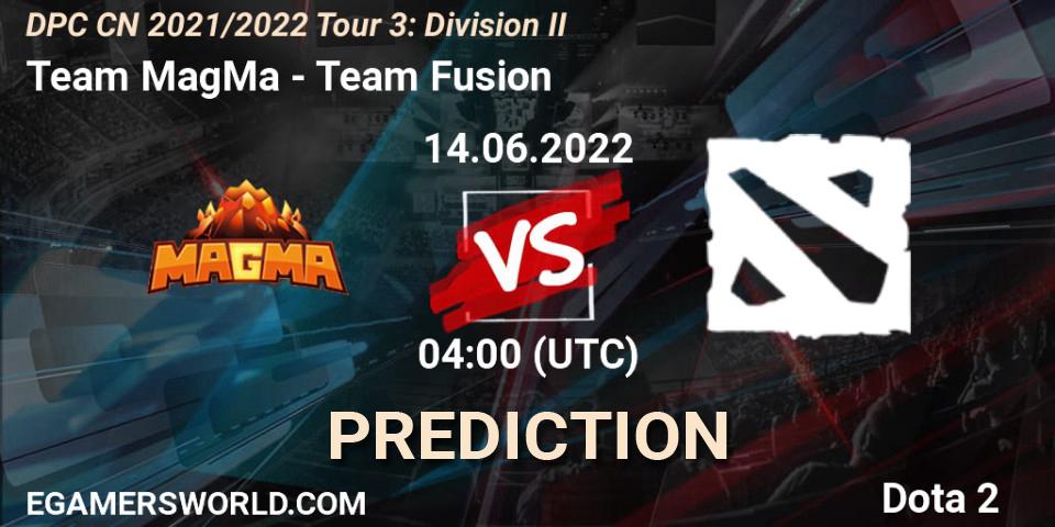 Pronósticos Team MagMa - Team Fusion. 14.06.22. DPC CN 2021/2022 Tour 3: Division II - Dota 2
