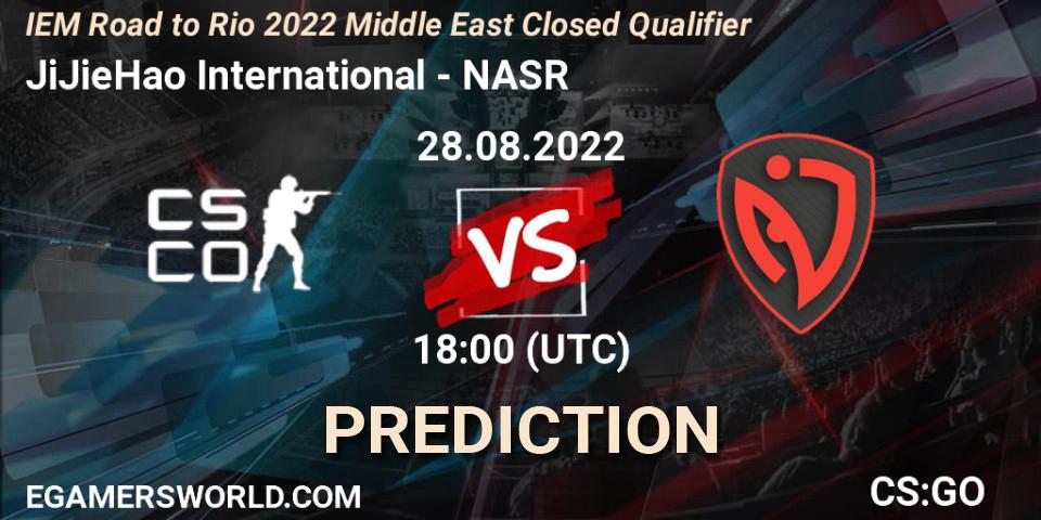 Pronósticos JiJieHao International - NASR. 28.08.2022 at 18:00. IEM Road to Rio 2022 Middle East Closed Qualifier - Counter-Strike (CS2)