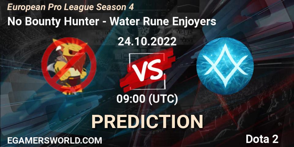 Pronósticos No Bounty Hunter - Water Rune Enjoyers. 24.10.2022 at 09:39. European Pro League Season 4 - Dota 2