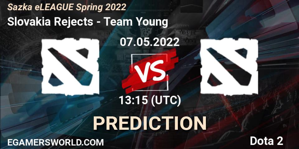 Pronósticos Slovakia Rejects - Team Young. 07.05.2022 at 13:30. Sazka eLEAGUE Spring 2022 - Dota 2