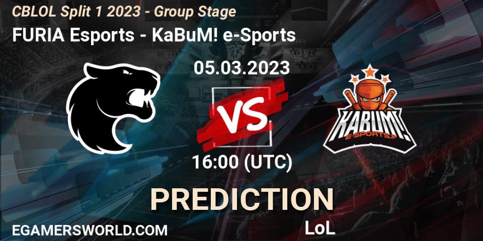 Pronósticos FURIA Esports - KaBuM! e-Sports. 05.03.23. CBLOL Split 1 2023 - Group Stage - LoL