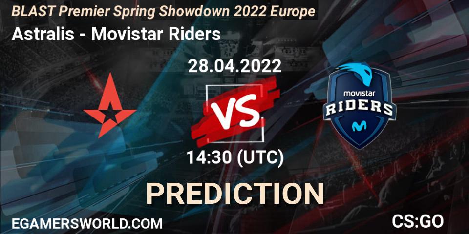 Pronósticos Astralis - Movistar Riders. 28.04.2022 at 14:30. BLAST Premier Spring Showdown 2022 Europe - Counter-Strike (CS2)