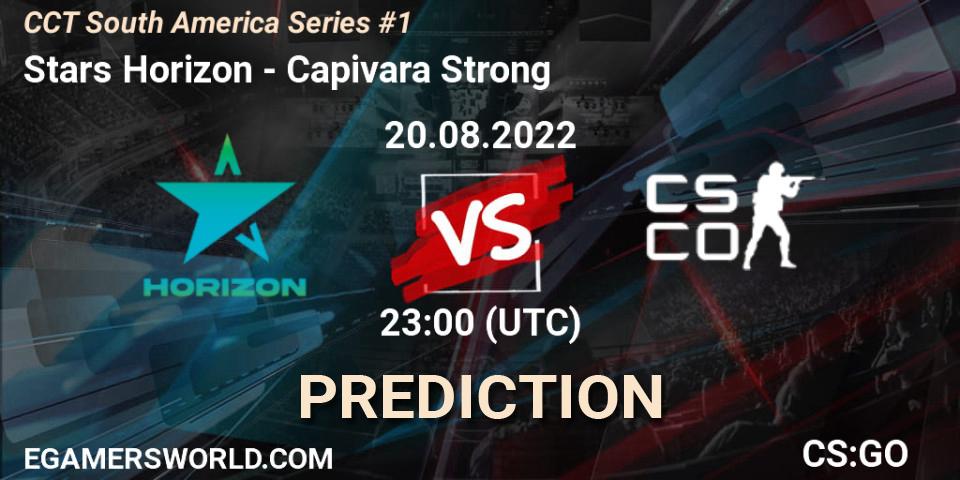 Pronósticos Stars Horizon - Capivara Strong. 20.08.2022 at 23:55. CCT South America Series #1 - Counter-Strike (CS2)